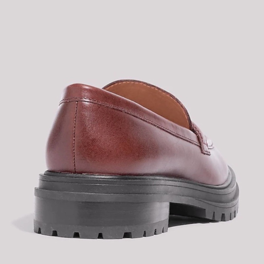 Madewell Burgundy Leather Lug Sole Penny Loafers - Picture 3 of 8